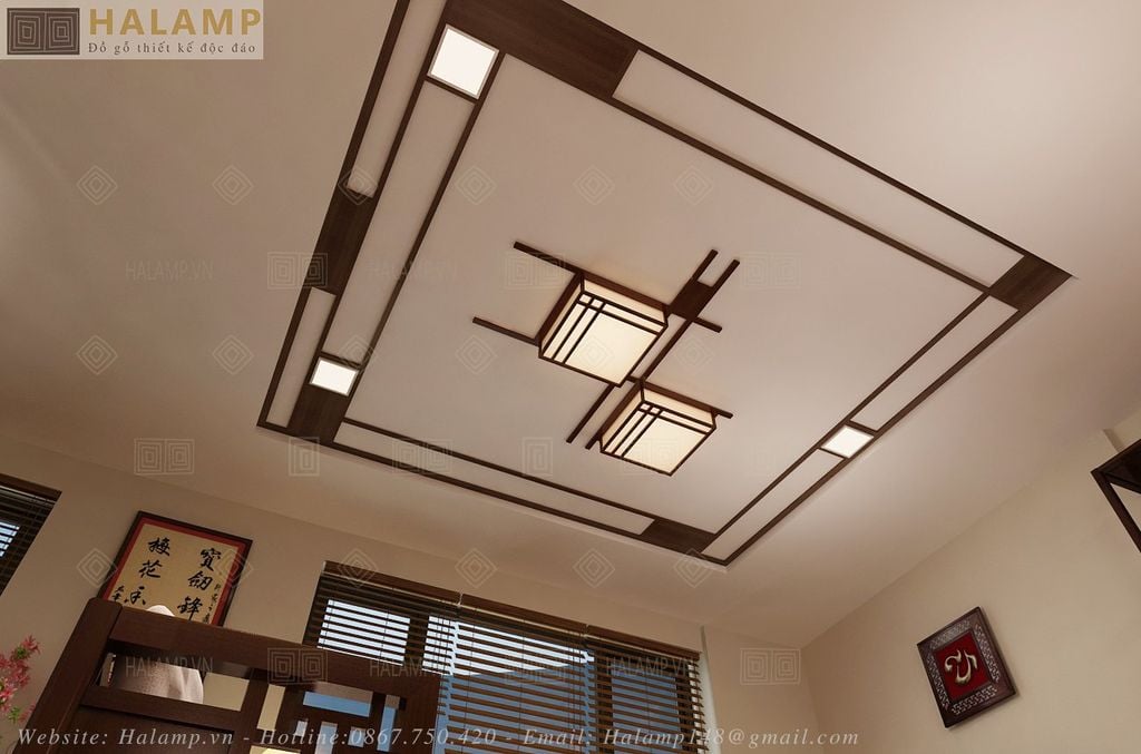 Tranh trí trần kết hợp làm đèn trang trí