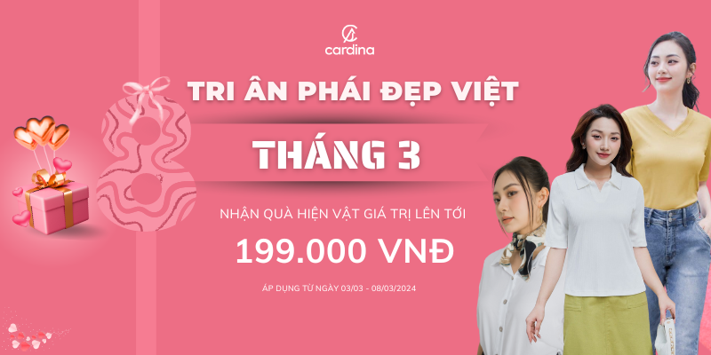 Tri ân phái đẹp Việt, mua hàng Cardina nhận ngay quà tặng lên tới 199k