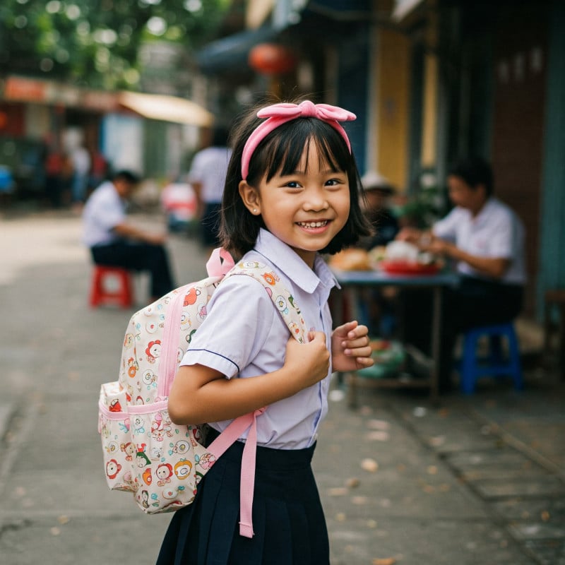 tóc đẹp cho bé gái đến trường
