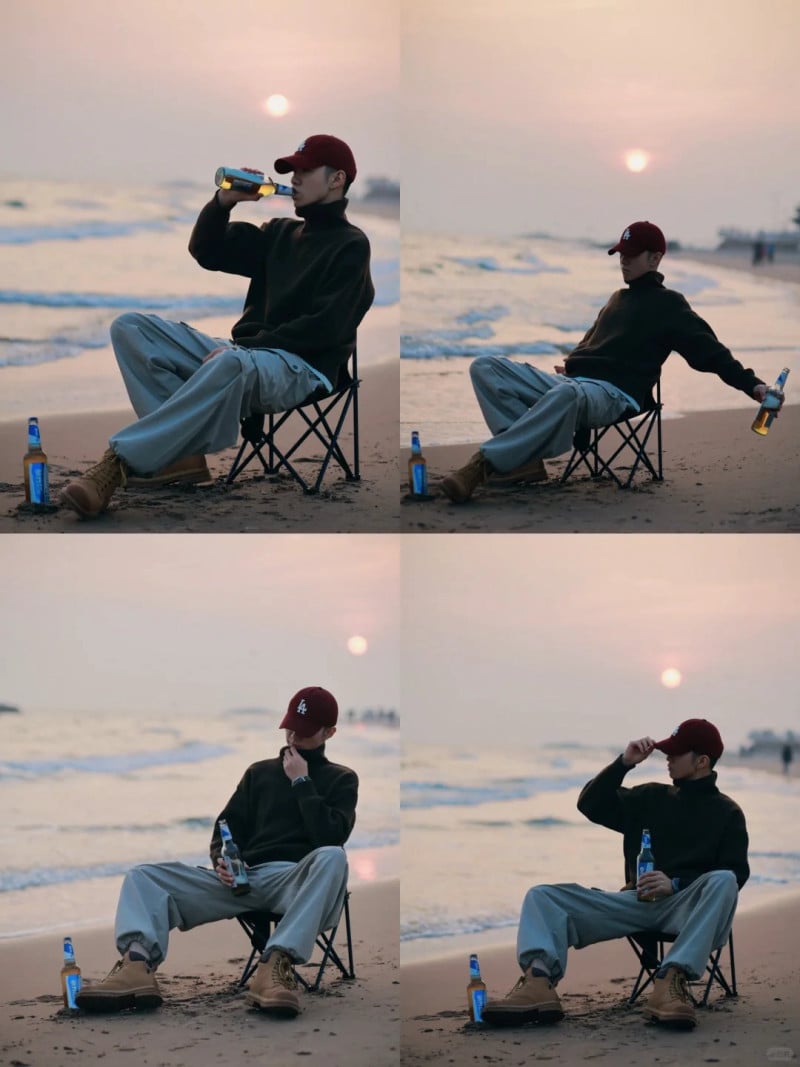 tạo dáng chụp ảnh nam ngồi