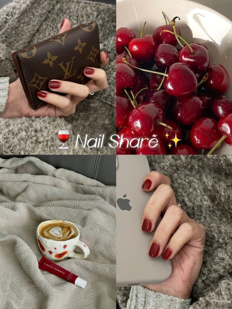 sơn móng tay màu đỏ cherry