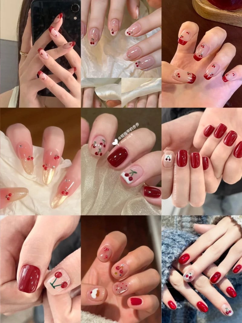 sơn móng tay màu đỏ cherry