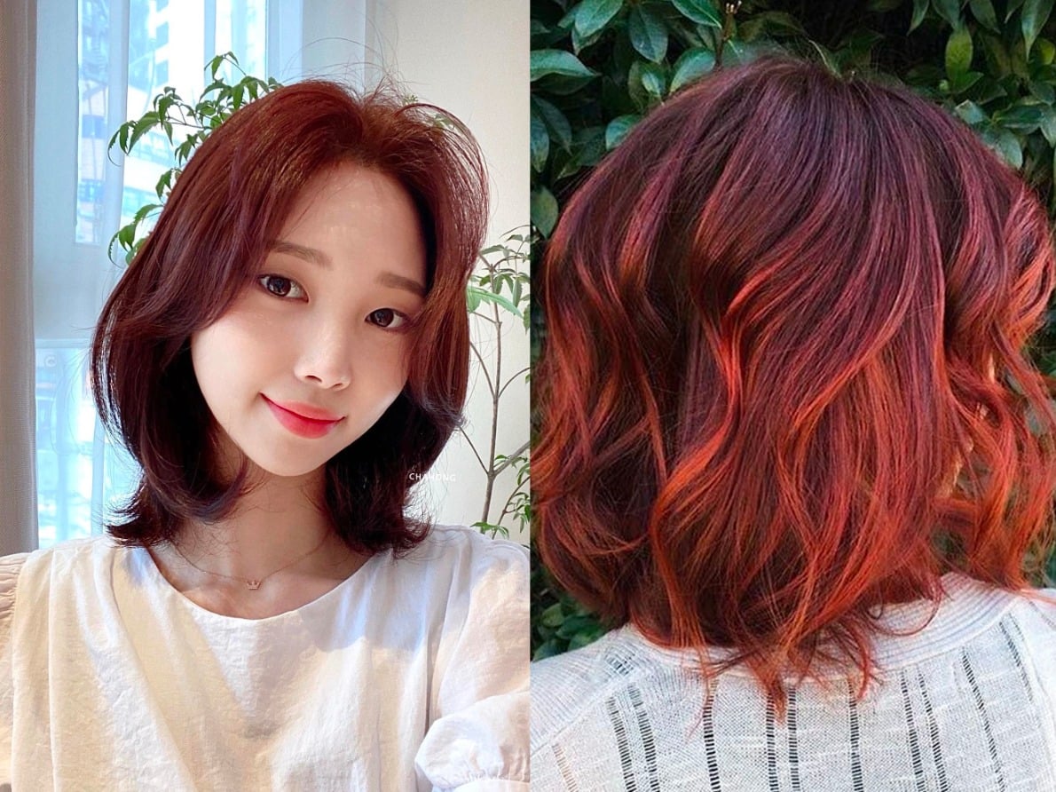 Nhuộm nâu đỏ cherry kiểu balayage