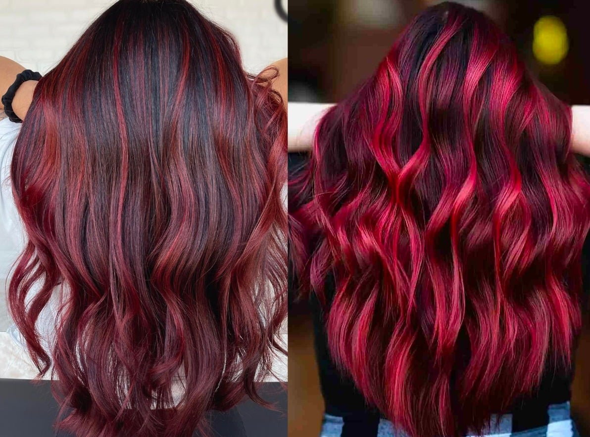 Nhuộm nâu đỏ cherry highlight