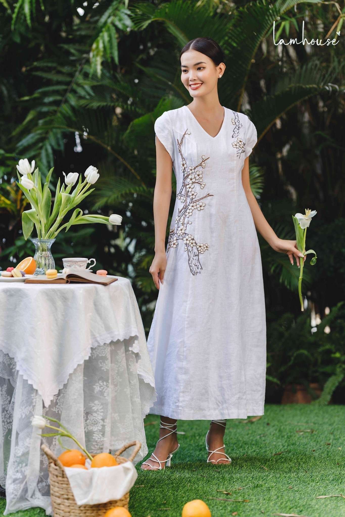 Đầm Linen Hoa Thiết Kế Tối Giản