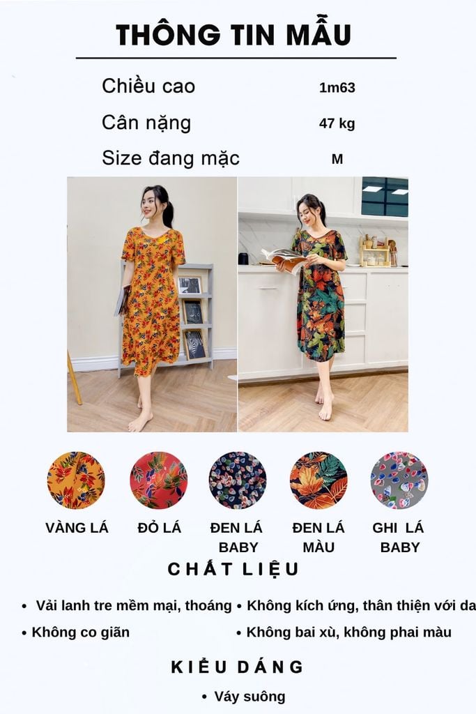 Váy bầu mùa hè thiết kế đầm ngủ đẹp kiểu suông vải lanh tole mát  MixASale