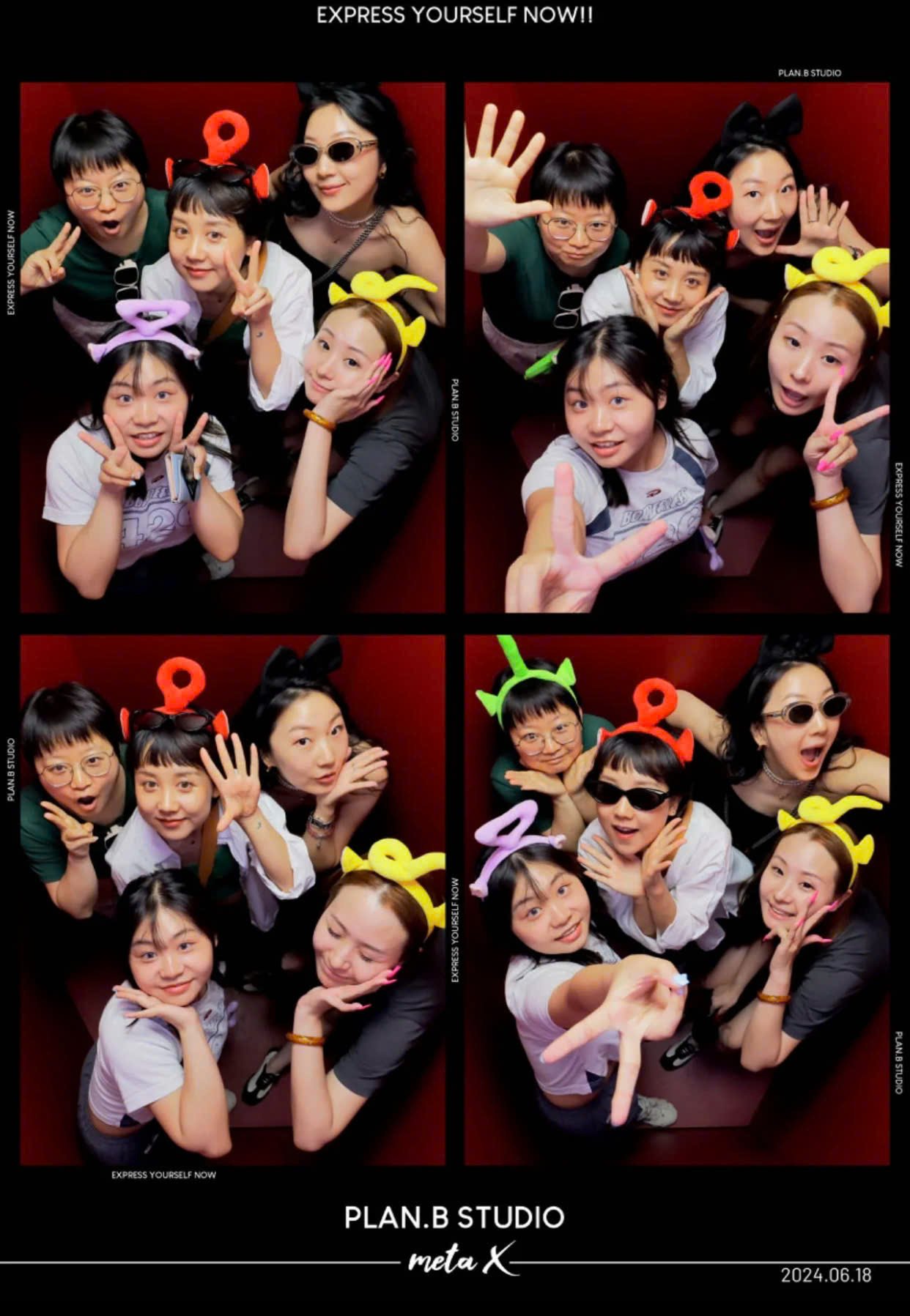 Dáng chụp photobooth 4 người