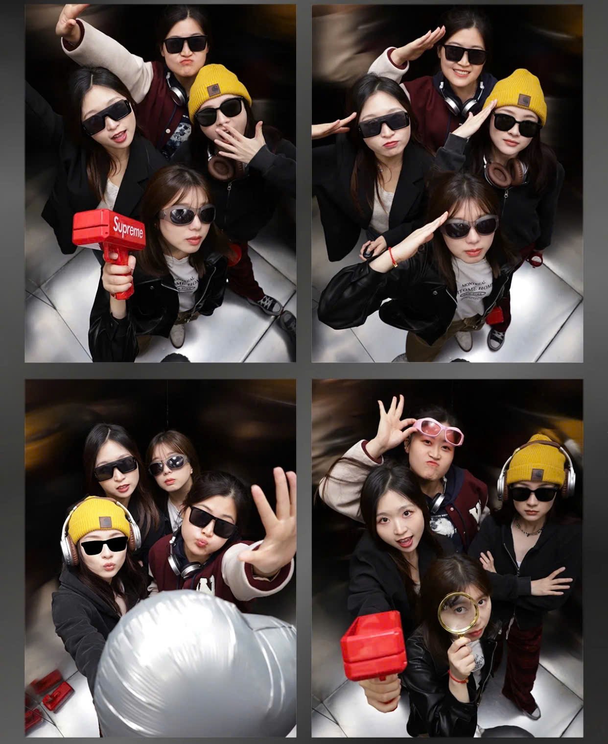 Dáng chụp photobooth 4 người