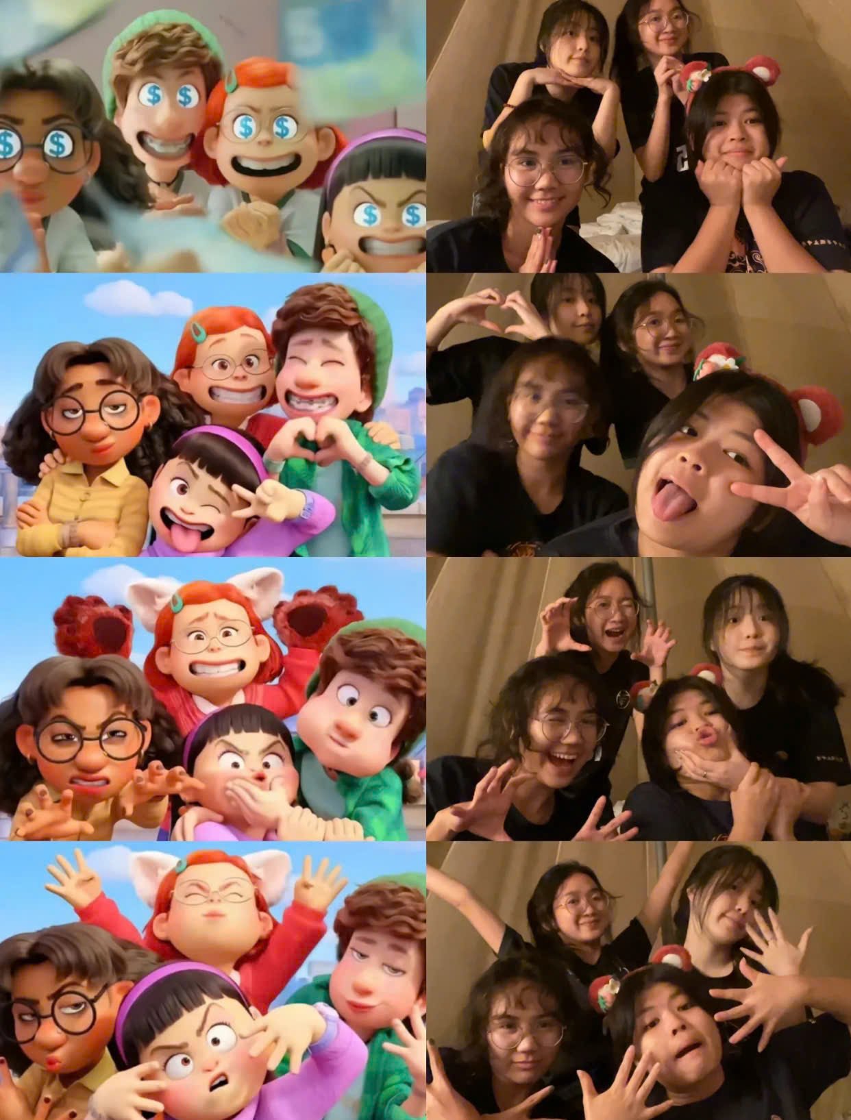 Dáng chụp photobooth 4 người