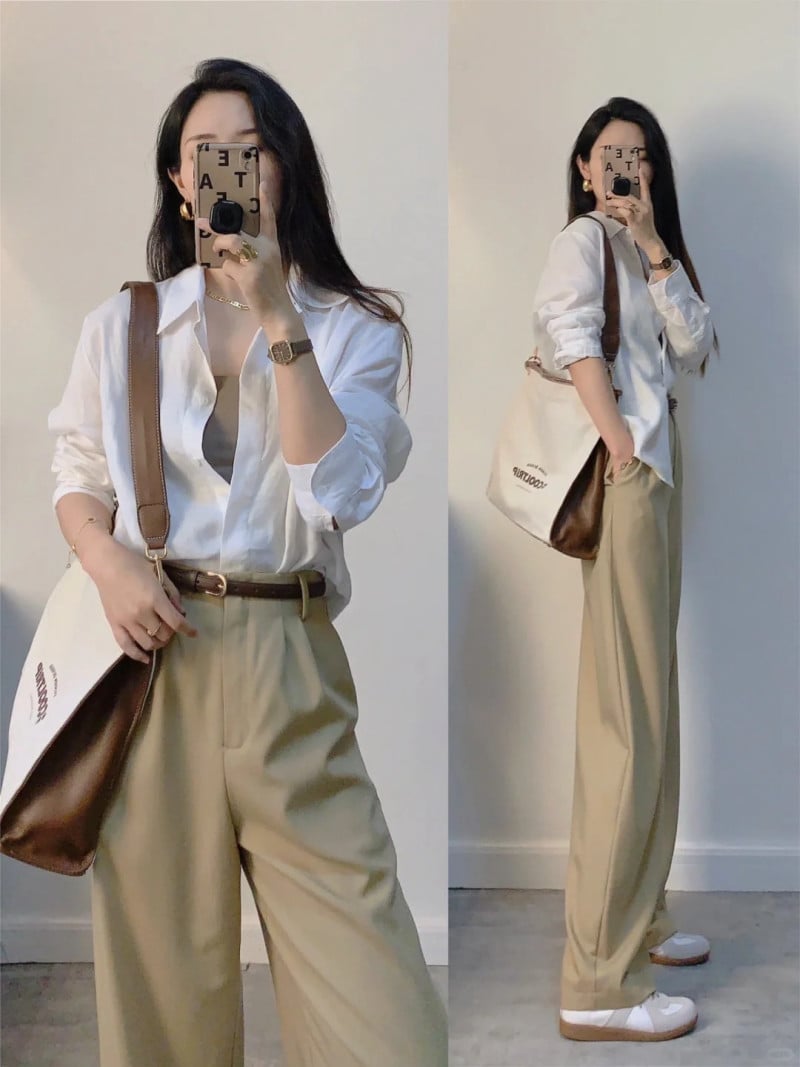 phối quần âu với giày thể thao