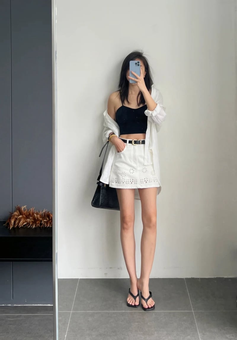 phối đồ với chân váy chữ a ngắn