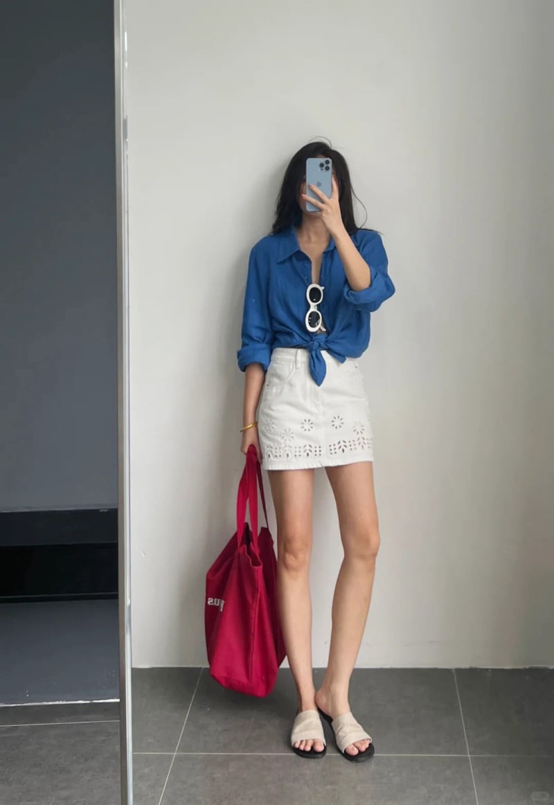 phối đồ với chân váy chữ a ngắn