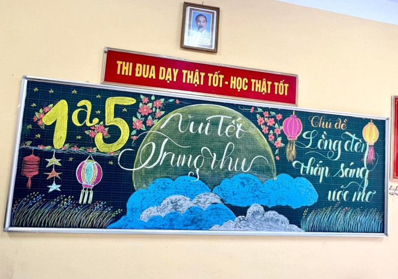 trang trí bảng trung thu