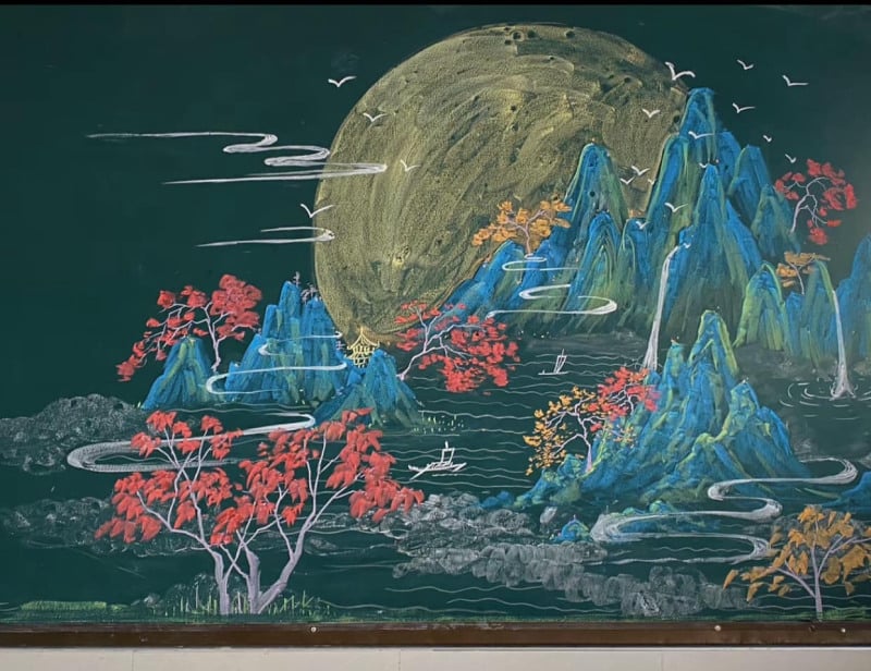 trang trí bảng trung thu