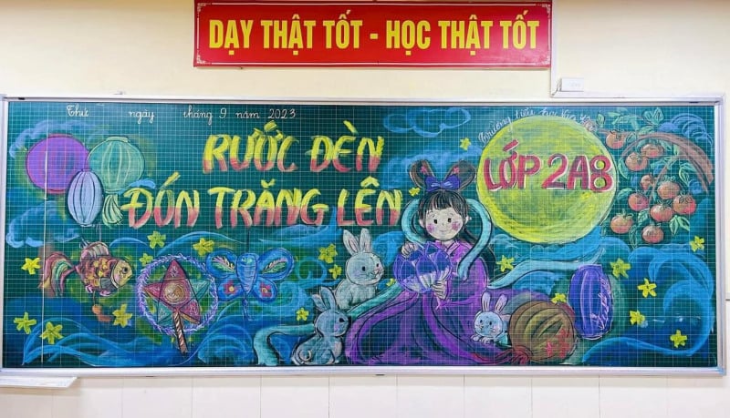 trang trí bảng trung thu
