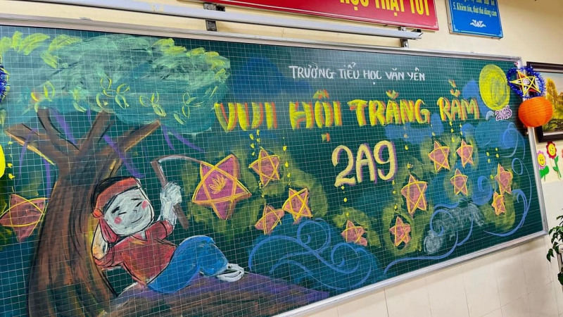 trang trí bảng trung thu