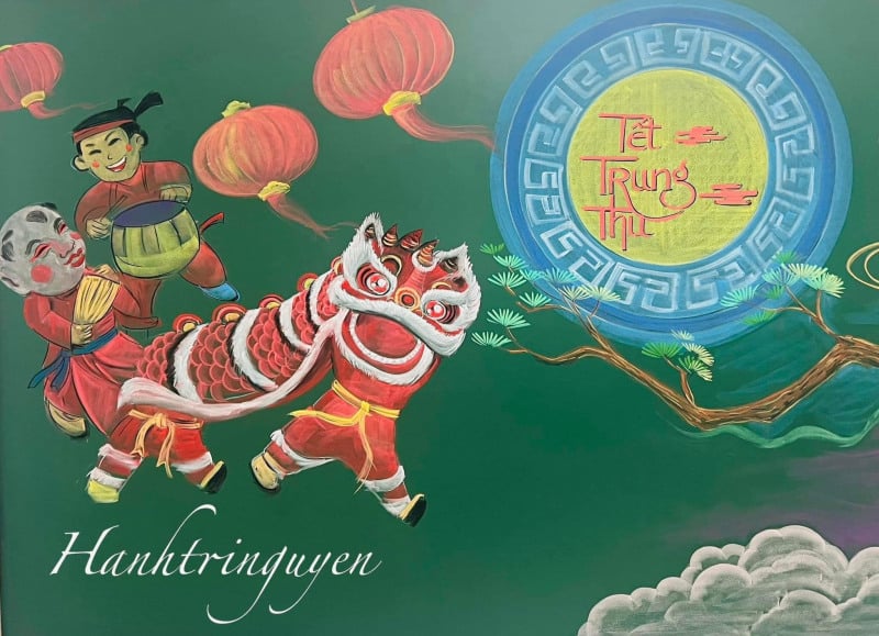 trang trí bảng trung thu