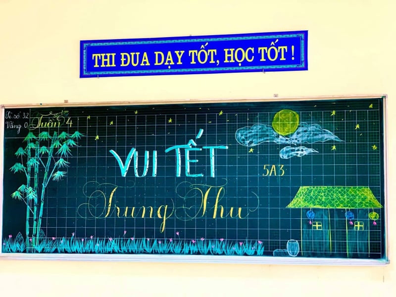 trang trí bảng trung thu