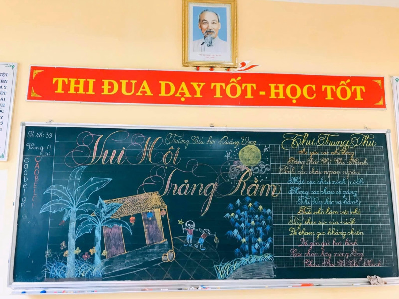 trang trí bảng trung thu