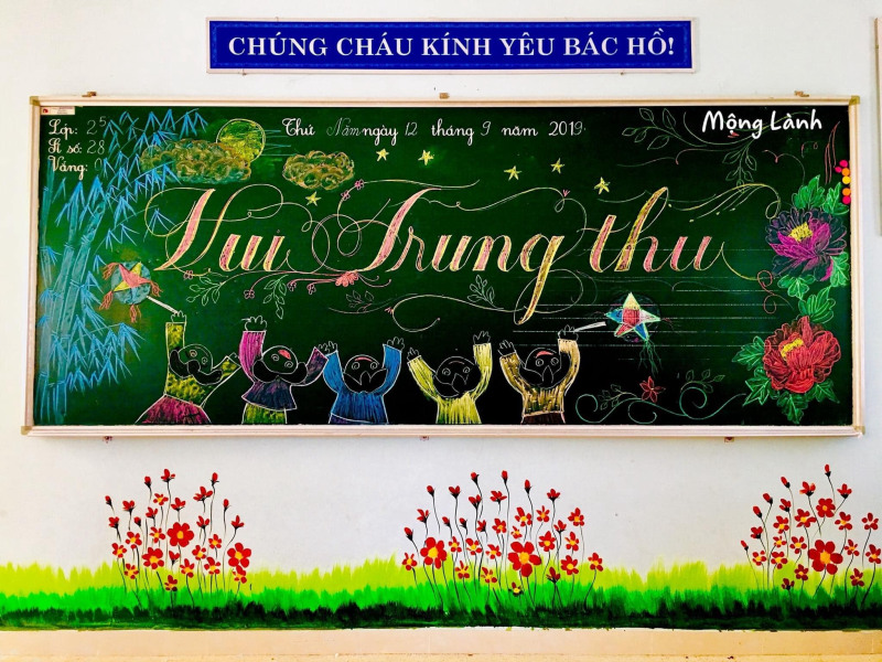 trang trí bảng trung thu