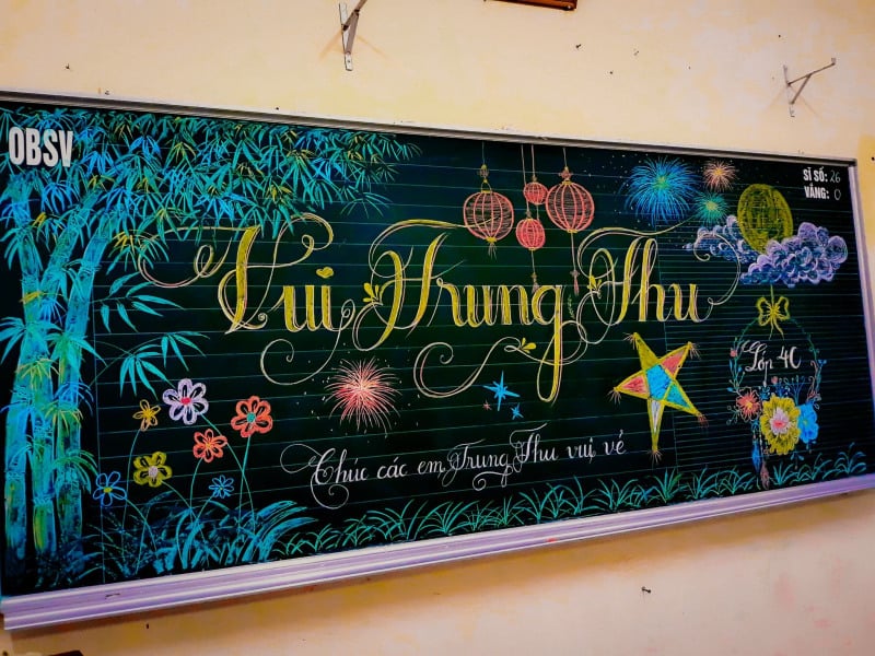 trang trí bảng trung thu