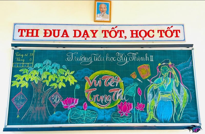 trang trí bảng trung thu