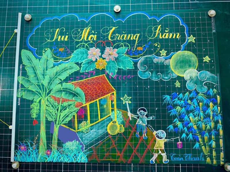 trang trí bảng trung thu