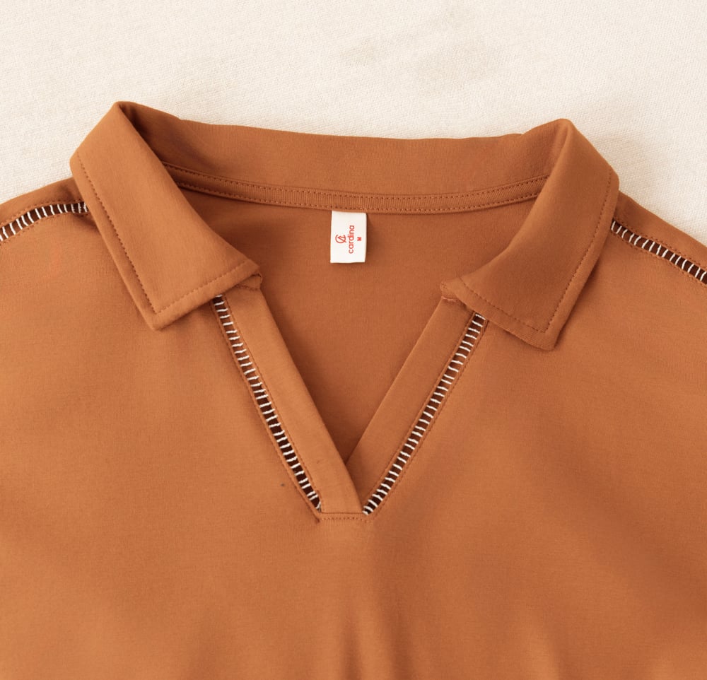 Áo cotton cổ V phối ren