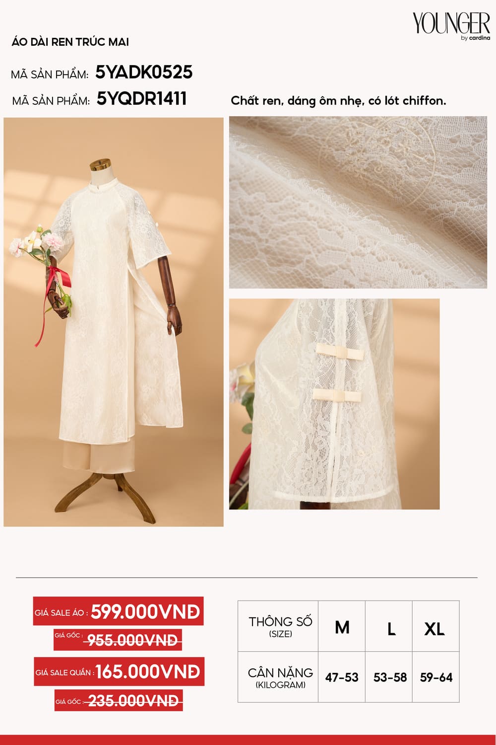 Áo dài ren Trúc Mai