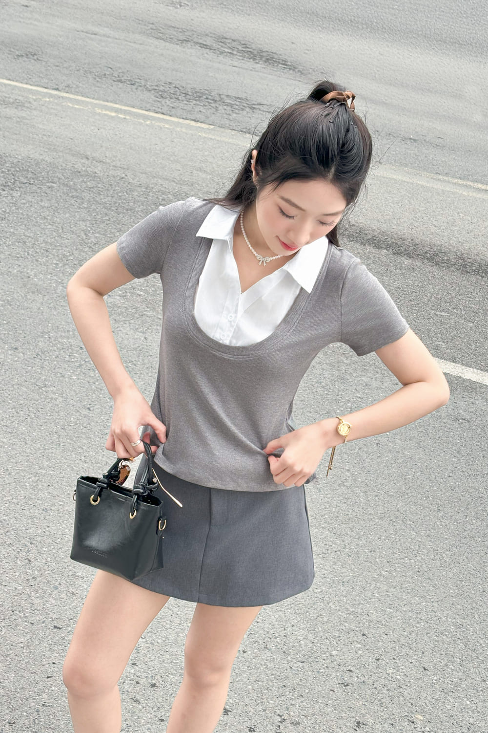 Áo tăm Hàn phối cổ sơmi