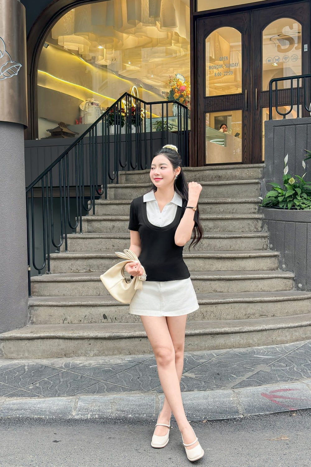 Áo tăm Hàn phối cổ sơmi