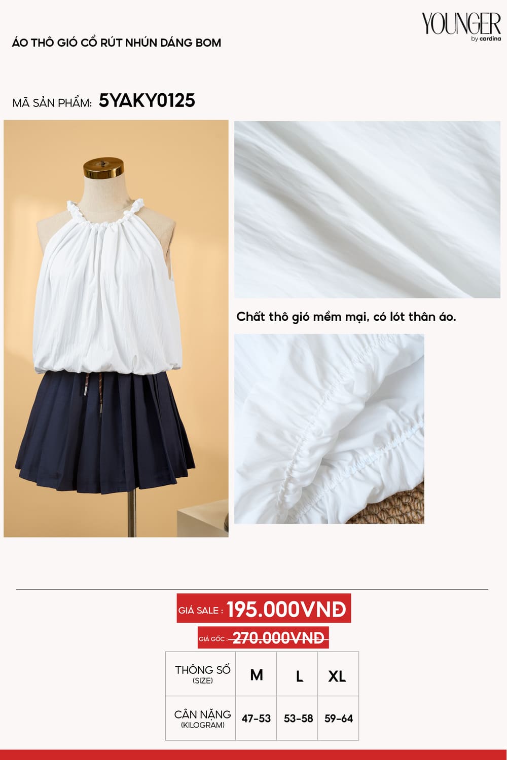 Áo thô gió cổ rút nhún dáng bom