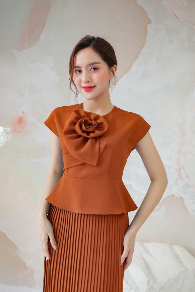 Áo Peplum Xếp Hoa Thanh Lịch - Đồ Công Sở Cardina Cao Cấp