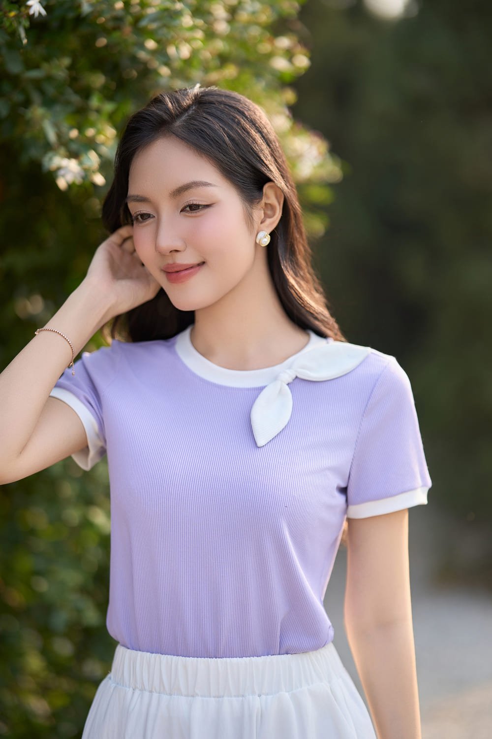 Áo tăm lạnh phối cổ nơ