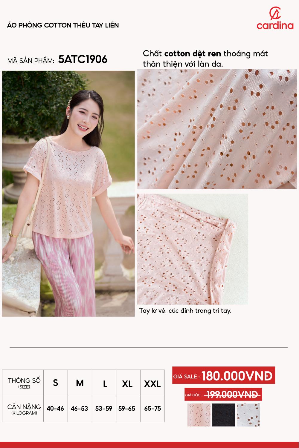 Áo cotton kẻ nẹp phối ren