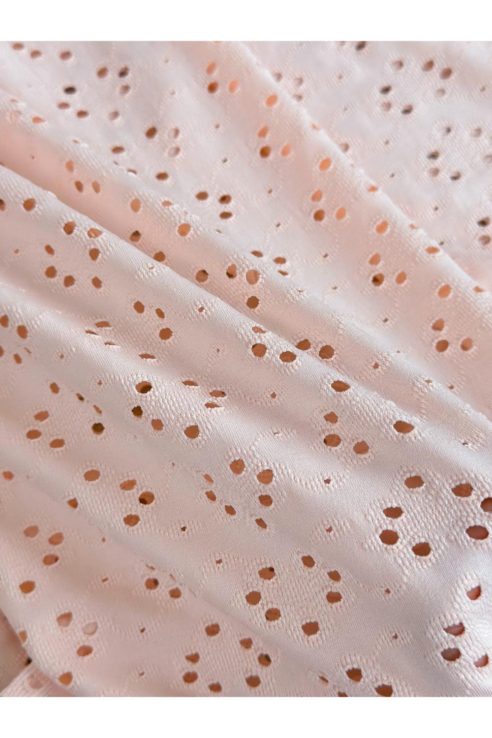 Áo cotton kẻ nẹp phối ren