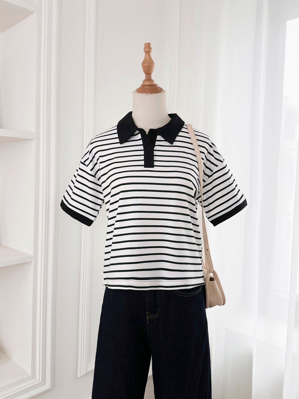 Áo polo kẻ phối màu