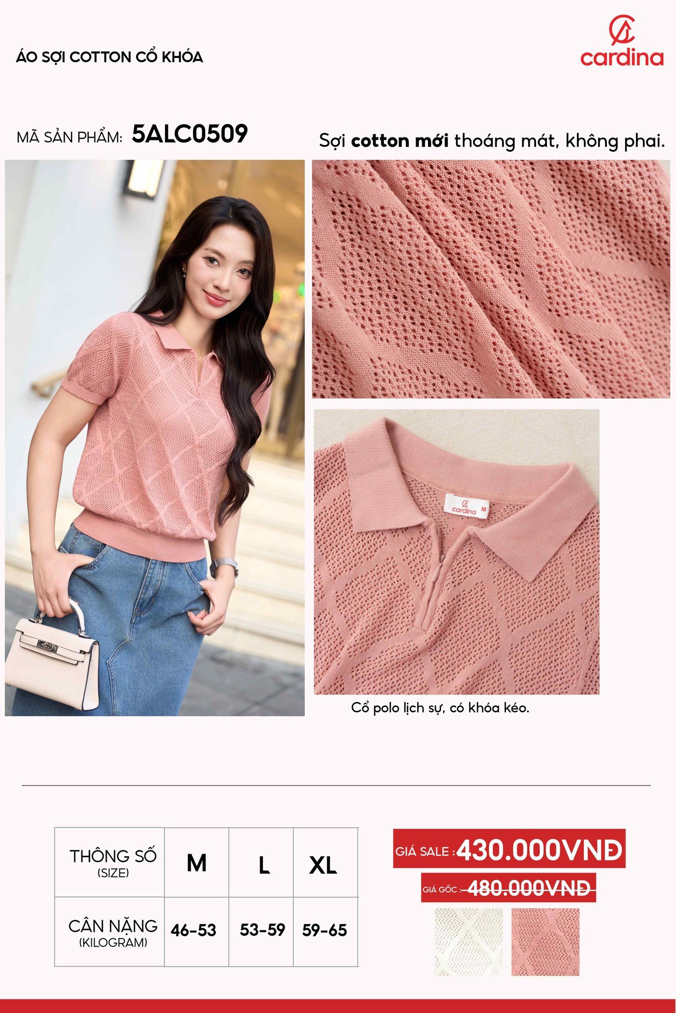 Áo sợi cotton cổ khóa