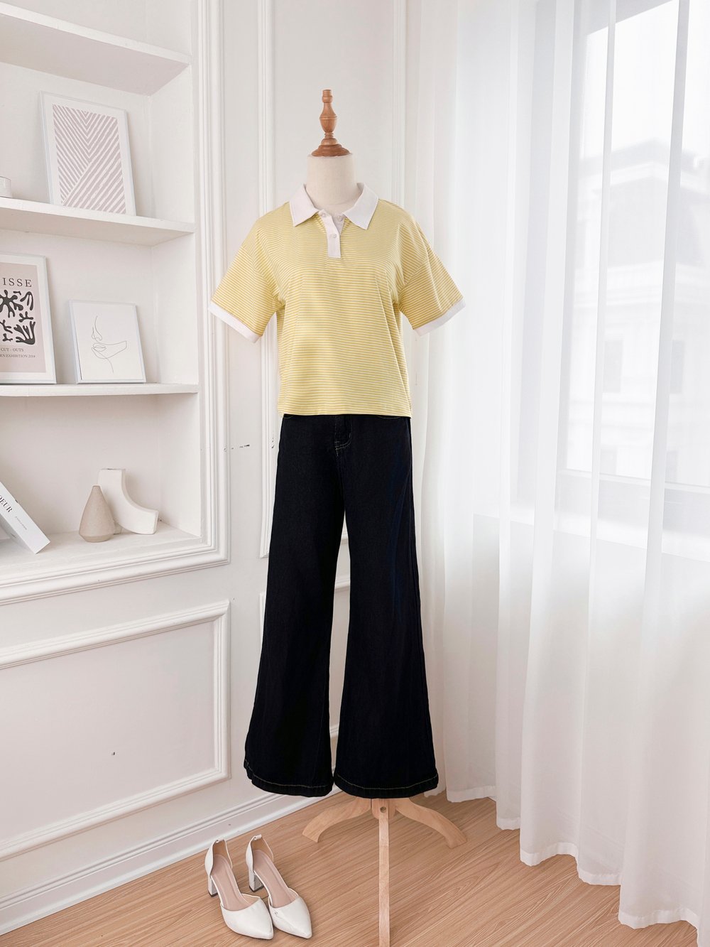 Áo polo kẻ phối màu