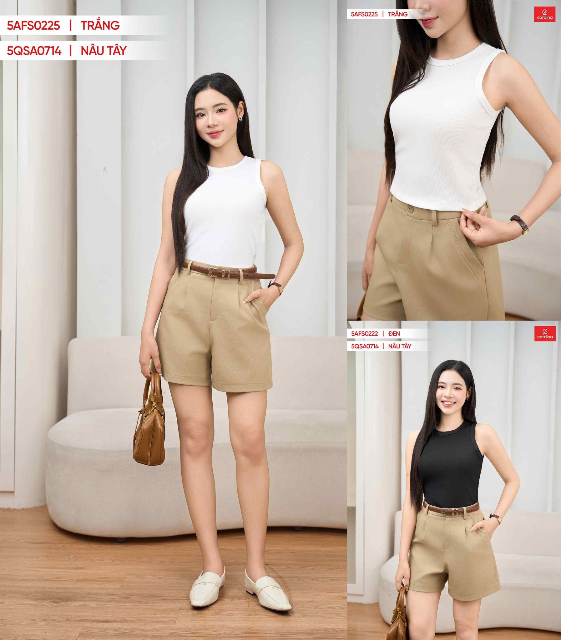 Áo sát nách nữ Cardina dòng cơ bản vải tăm cotton thiết kế sát nách