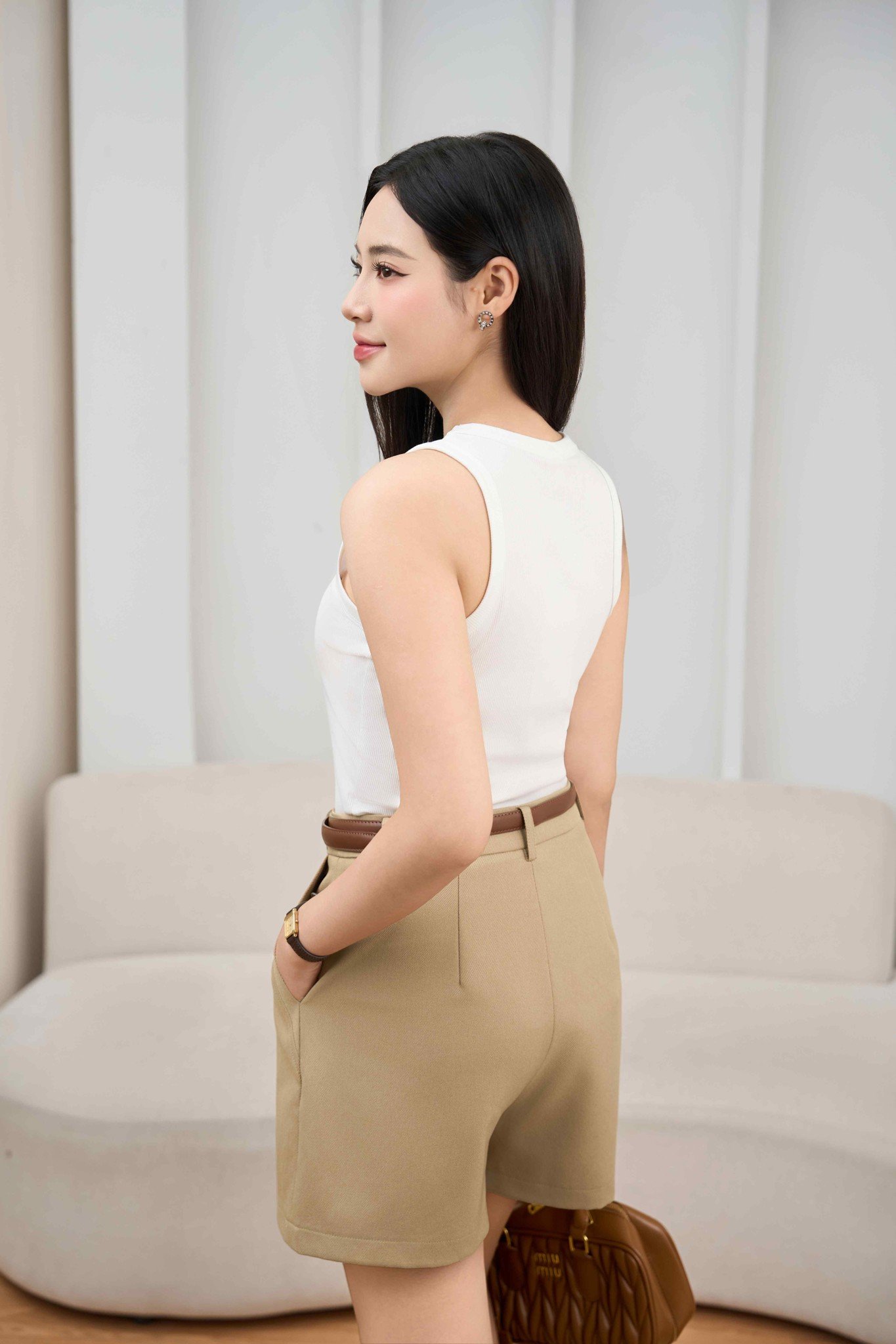 Áo sát nách nữ Cardina dòng cơ bản vải tăm cotton thiết kế sát nách