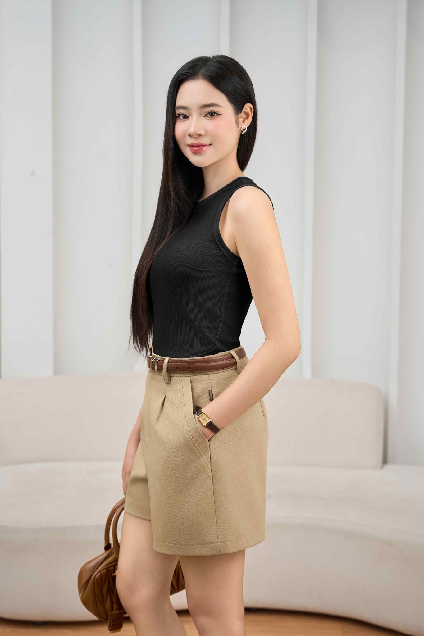 Áo sát nách nữ Cardina dòng cơ bản vải tăm cotton thiết kế sát nách