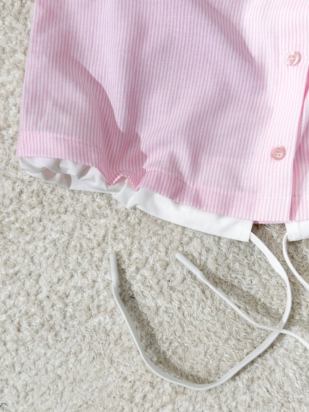 Áo sơ mi nữ chất thô kẻ dáng croptop rút gấu trẻ trung