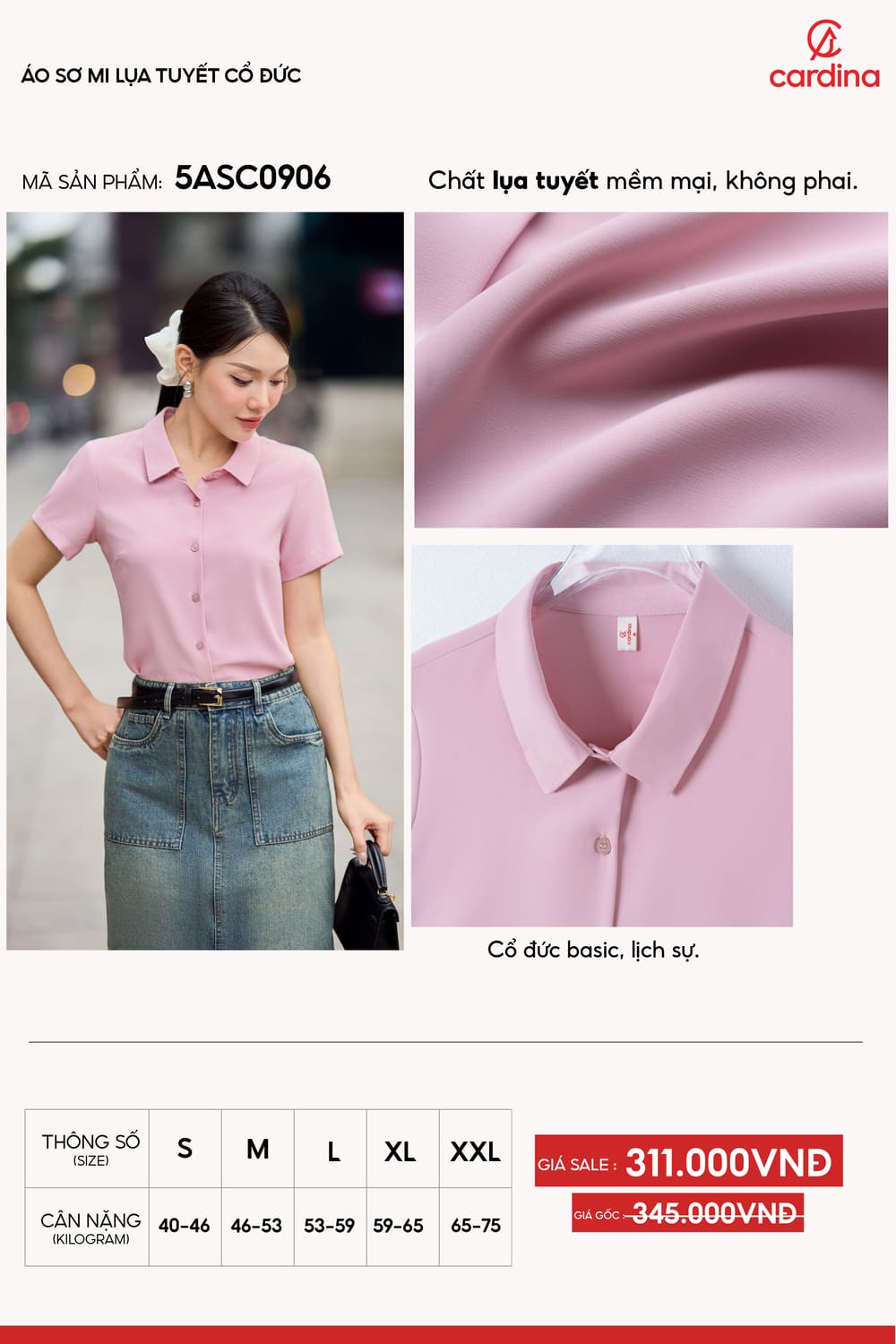 Áo sơmi lụa tuyết cổ đức