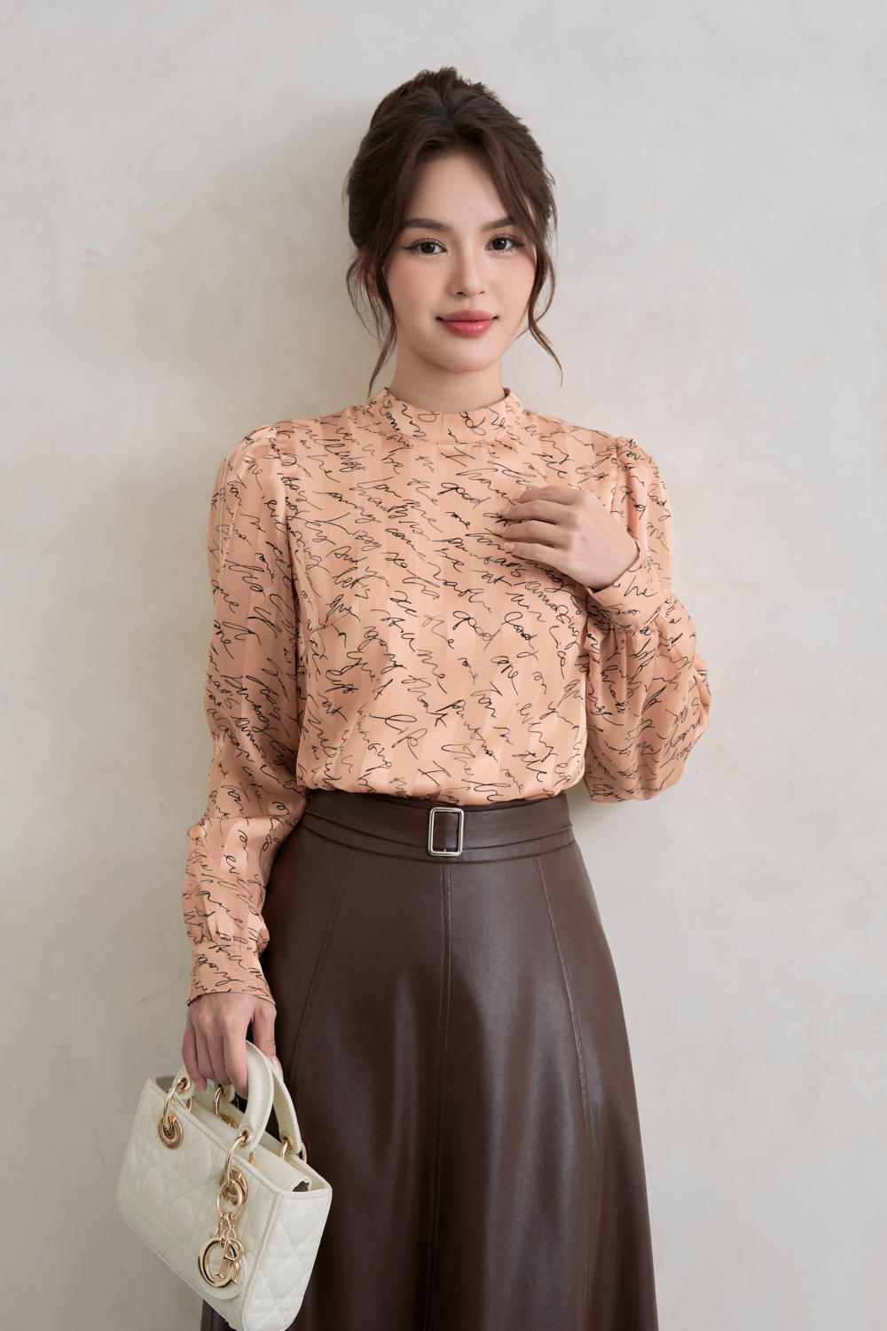 áo sơ mi tằm cổ trụ tay dài
