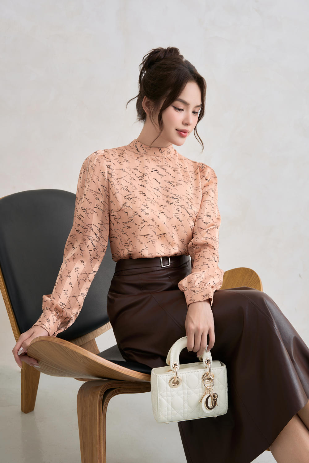 áo sơ mi tằm cổ trụ tay dài