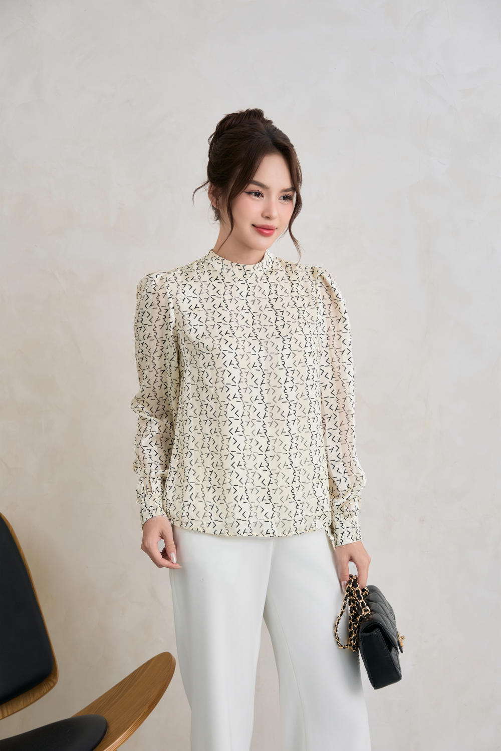 áo sơ mi tằm cổ trụ tay dài