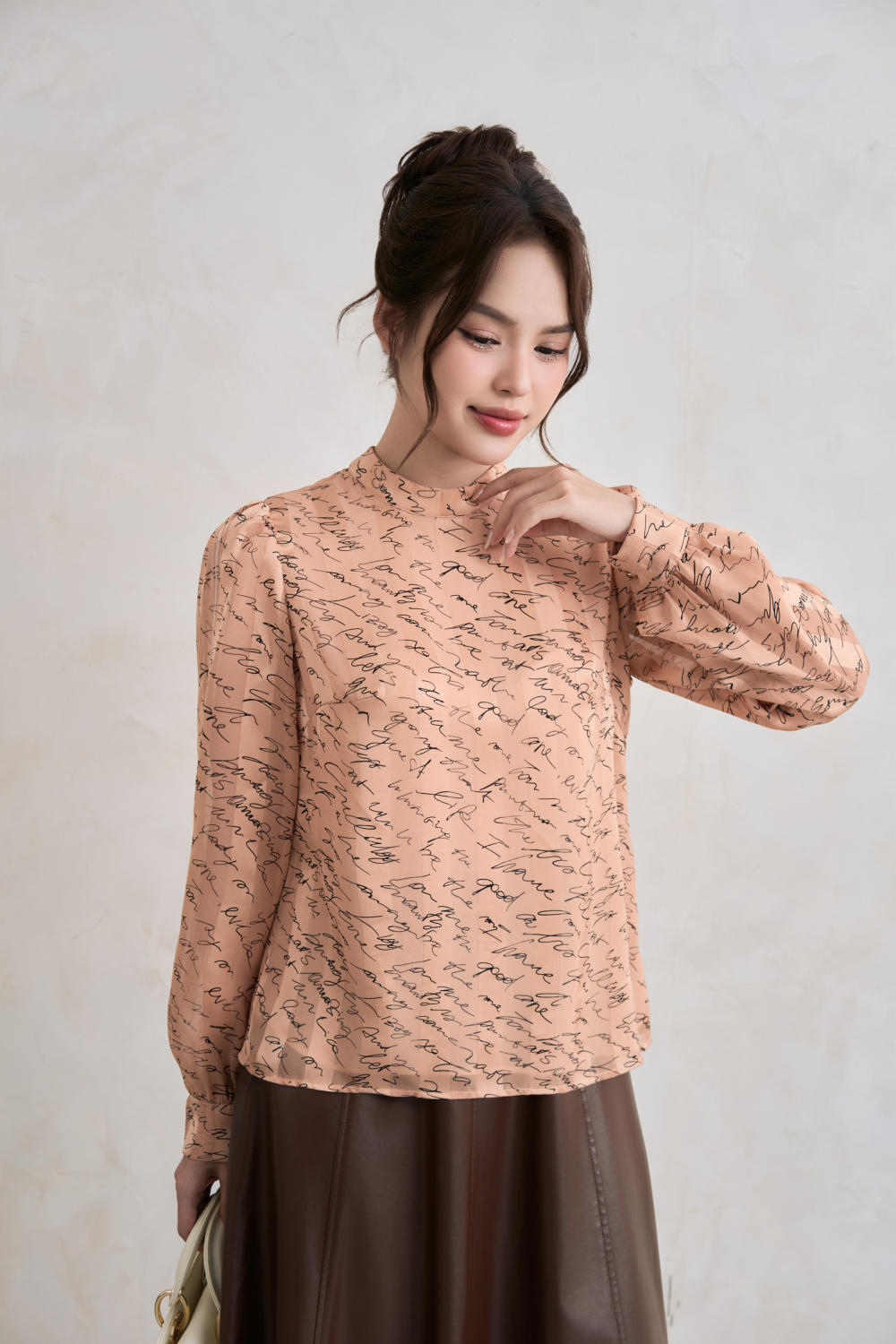 áo sơ mi tằm cổ trụ tay dài