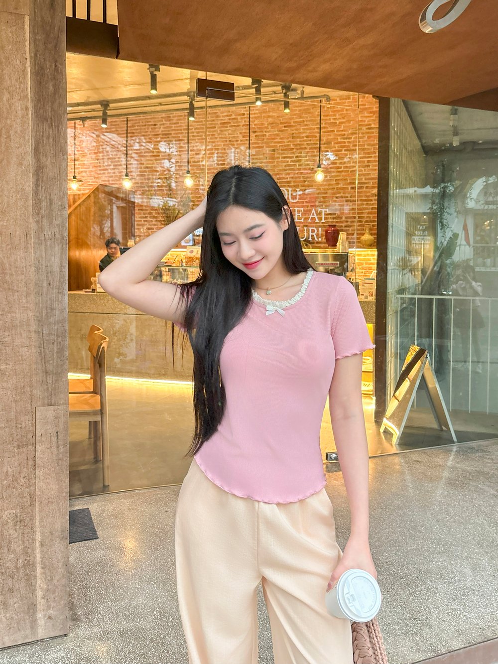 Set tăm Hàn bèo quần đũi ống suông
