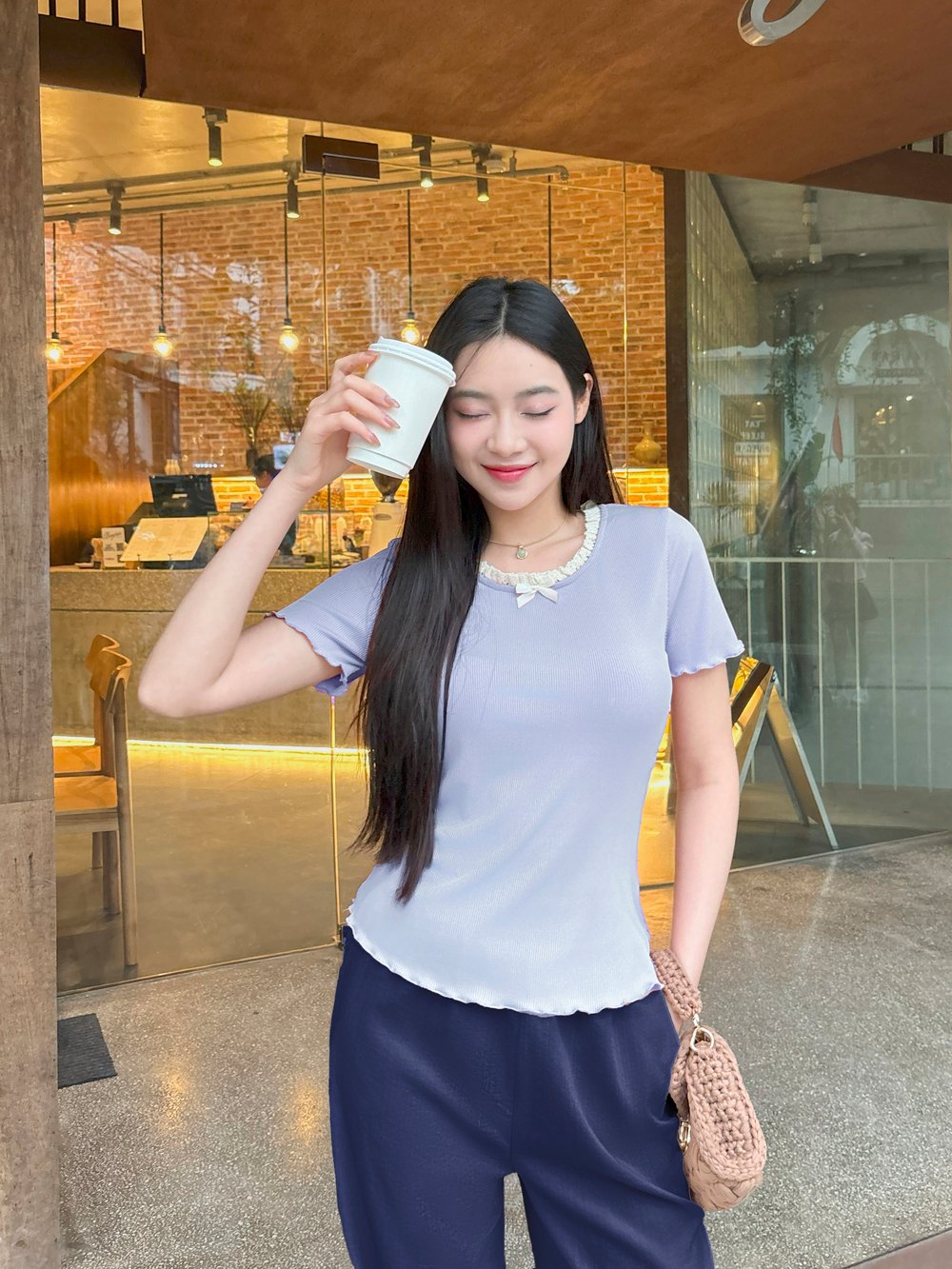 Set tăm Hàn bèo quần đũi ống suông